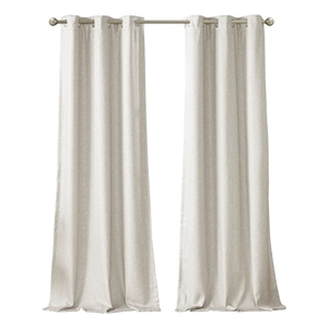 SunSmart Como Tonal Printed Faux Silk Total Blackout Window Panel Pair in Ivory