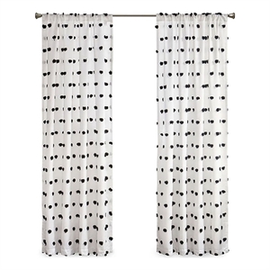 Intelligent Design Sophie Fabric Pom Pom Embellished Window Panel in Black
