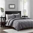 Madison Park Harper 3-Piece Modern Velvet Fabric Quilt Set in Gray