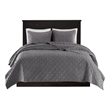 Madison Park Harper 3-Piece Modern Velvet Fabric Quilt Set in Gray