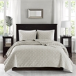 Madison Park Harper 3-Piece Modern Velvet Fabric Quilt Set in Ivory