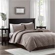 Madison Park Harper 3-Piece Modern Velvet Fabric Quilt Set in Taupe