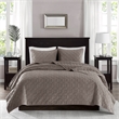 Madison Park Harper 3-Piece Modern Velvet Fabric Quilt Set in Taupe