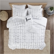 Intelligent Design Raina Fabric Metallic Printed Comforter Set in White/Silver
