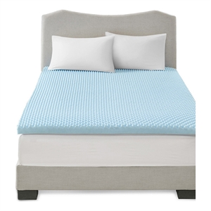 Sleep Philosophy 3&quot Gel Memory Foam Hypoallergenic Mattress Topper - Blue