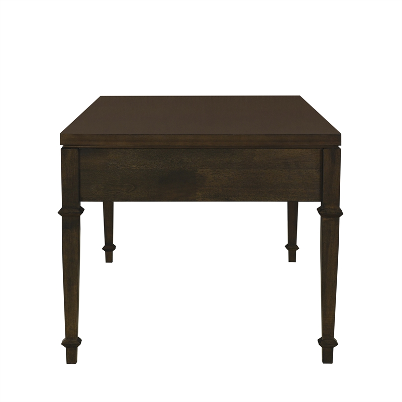 Olliix Kenna Fluted Solid Wood Coffee Table with 2 Drawers in Coffee
