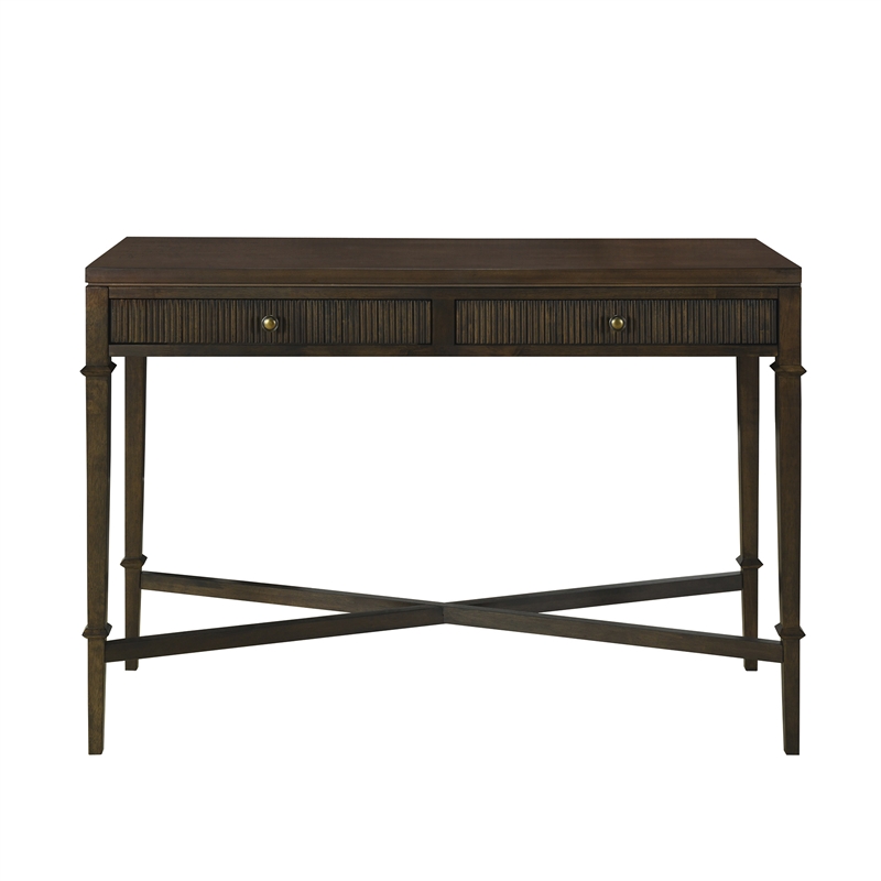 Olliix Kenna Fluted 2-Drawer Storage Solid Wood Console Table in Coffee