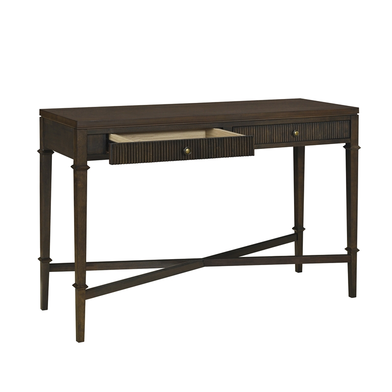 Olliix Kenna Fluted 2-Drawer Storage Solid Wood Console Table in Coffee