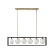 Olliix Helena 6-Light Iron Metal/Frosted Glass Chandelier in Black/Antique Brass