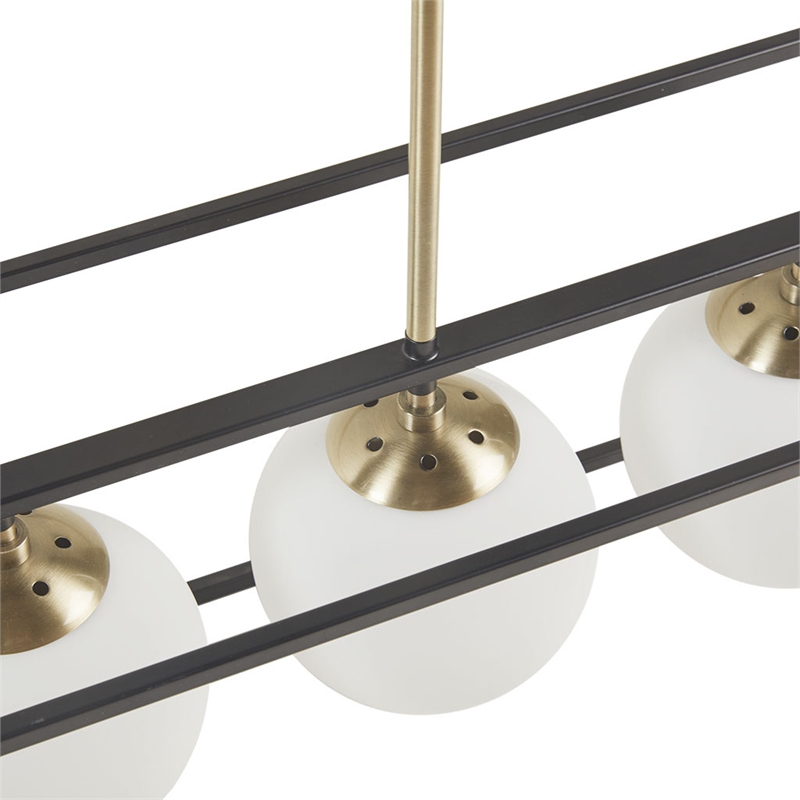 Olliix Helena 6-Light Iron Metal/Frosted Glass Chandelier in Black/Antique Brass
