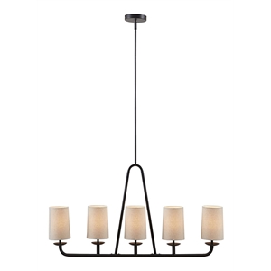 Olliix Serenitie 5-Light Linear Farmhouse Iron Metal Chandelier in Bronze