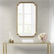 Olliix Adelaide Rectangular Scalloped MDF Wood Accent Wall Mirror in Gold