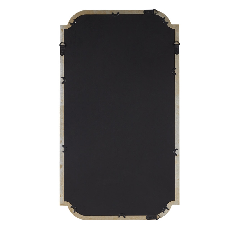 Olliix Adelaide Rectangular Scalloped MDF Wood Accent Wall Mirror in Gold