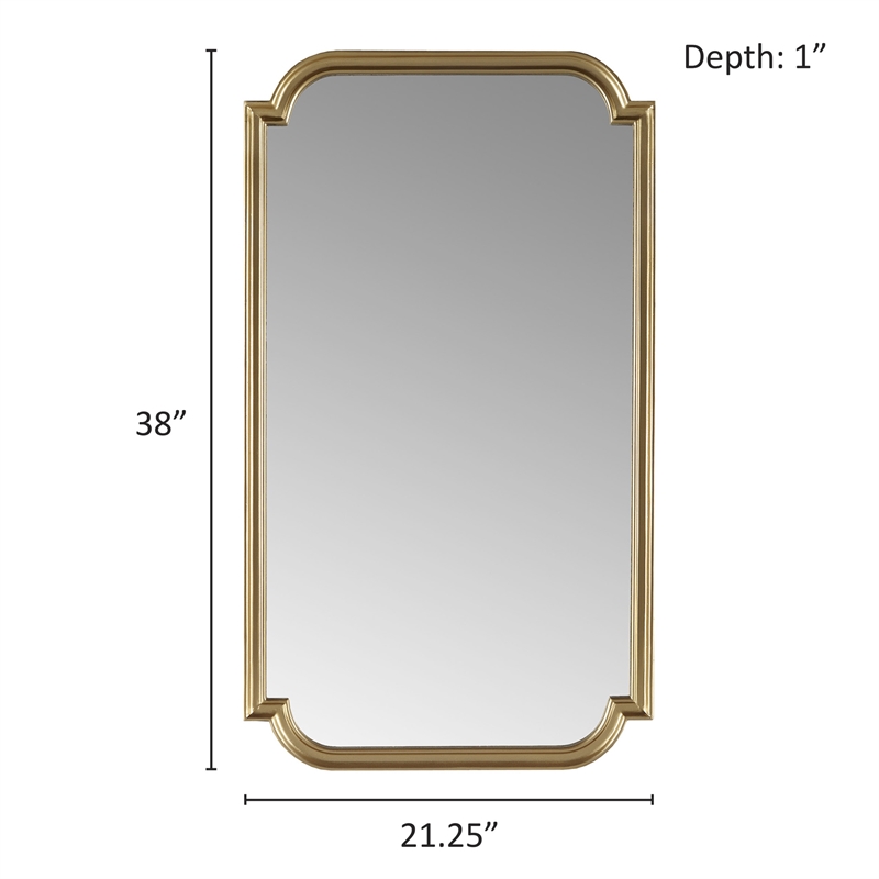 Olliix Adelaide Rectangular Scalloped MDF Wood Accent Wall Mirror in Gold