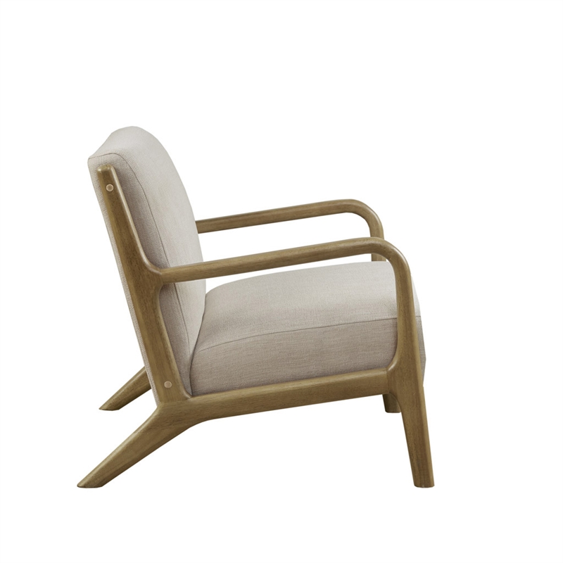 Olliix Novak Mid-Century Solid Wood and Polyester Fabric Lounge Chair in Elm