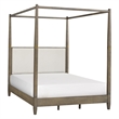 Olliix Baylor Solid Wood Canopy Queen Bed Frame with Headboard in Brown