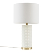 Olliix Grace Ivy Textured Dot Transitional Glass Table Lamp in White/Gold