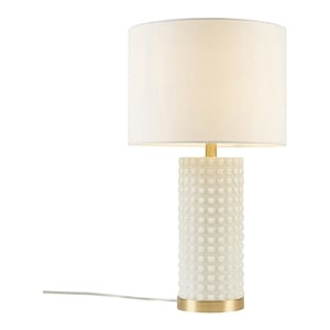 Olliix Grace Ivy Textured Dot Transitional Glass Table Lamp in White/Gold