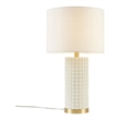 Olliix Grace Ivy Textured Dot Transitional Glass Table Lamp in White/Gold
