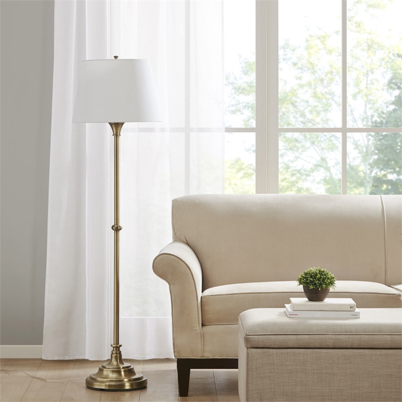 Olliix Athena Traditional Iron Metal Floor Lamp in Antique Brass