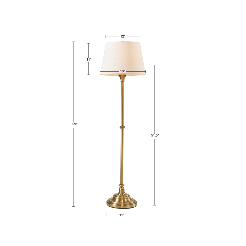 Olliix Athena Traditional Iron Metal Floor Lamp in Antique Brass