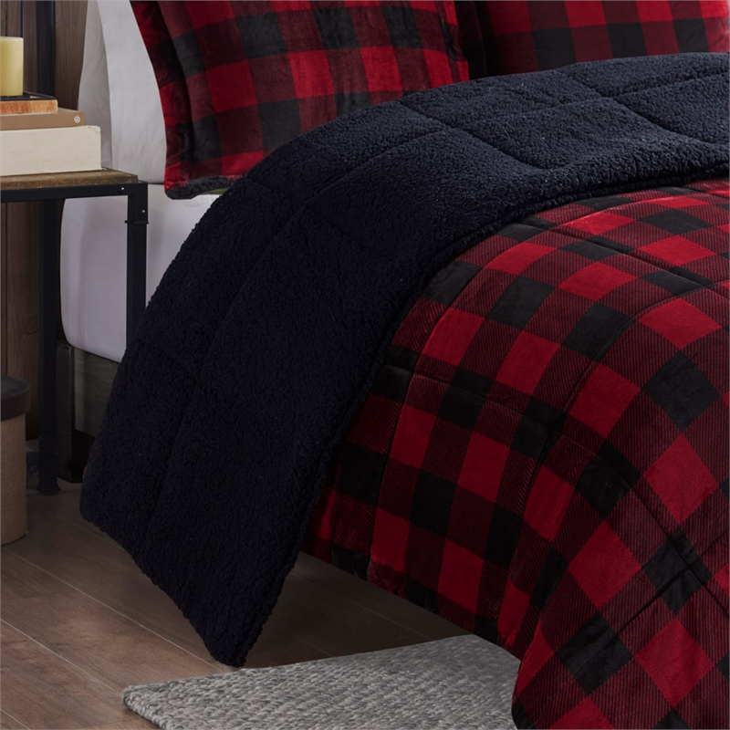 Woolrich Alton 4-PC Fabric Full/Queen Down Alternative Comforter Set - Red/Black