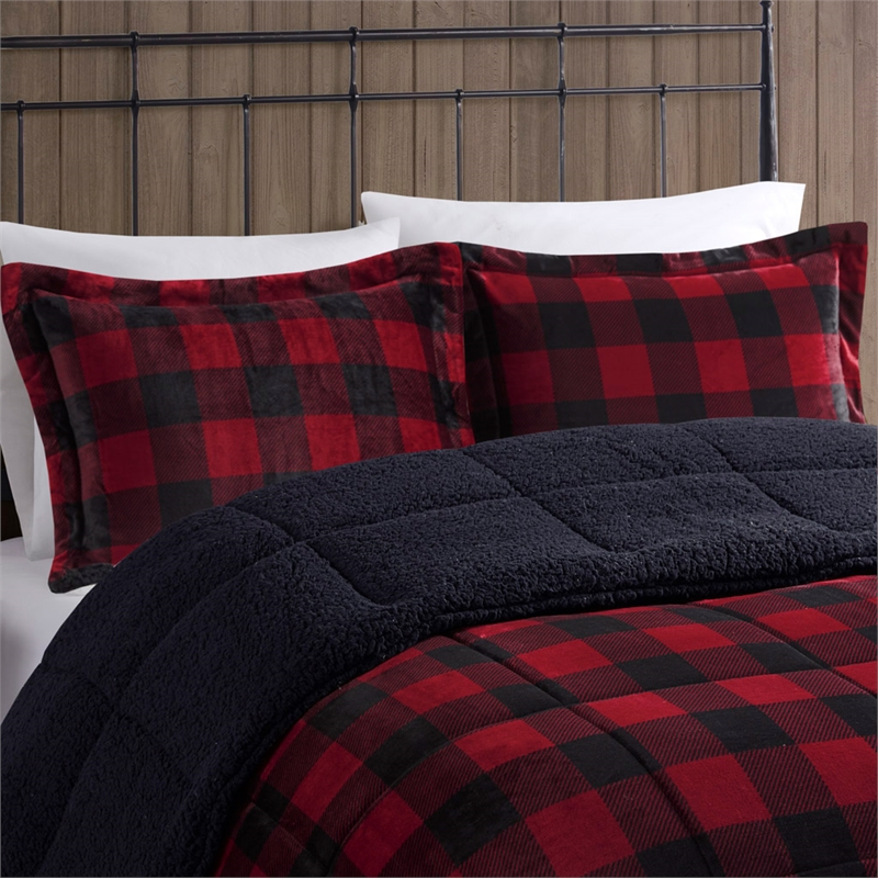 Woolrich Alton 4-PC Fabric Full/Queen Down Alternative Comforter Set - Red/Black