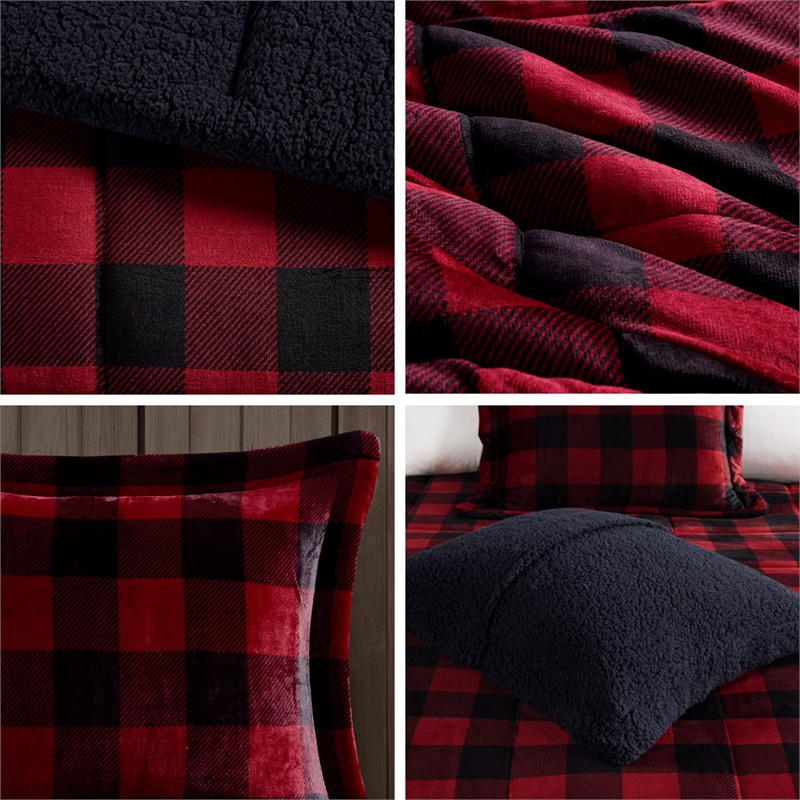 Woolrich Alton 4-PC Fabric Full/Queen Down Alternative Comforter Set - Red/Black