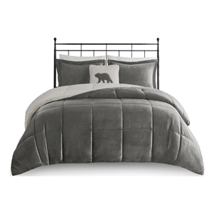 Woolrich Alton 4-Piece Fabric King Down Alternative Comforter Set in Charcoal