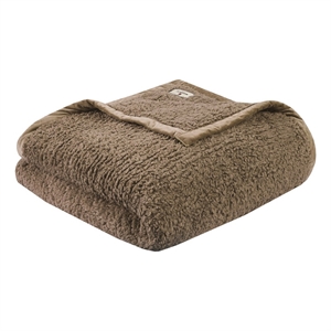 Woolrich Burlington Contemporary Solid Berber Fabric King Blanket in Brown