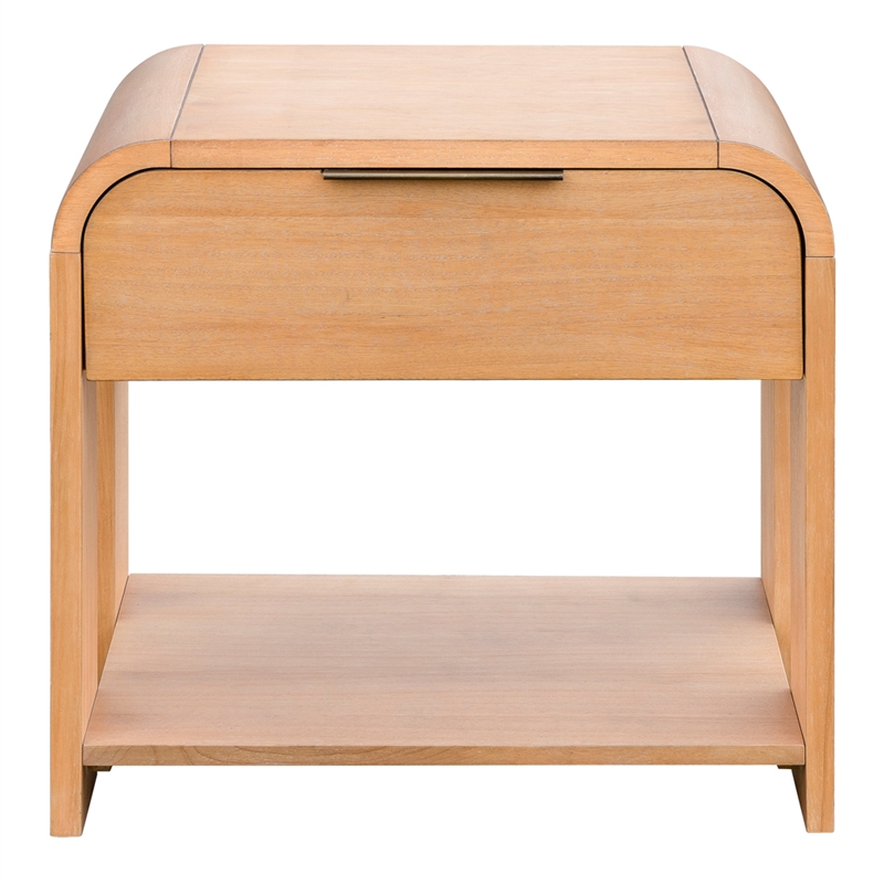 INK+IVY Jameson 1 Drawer Mid-Century Wood Waterfall Nightstand in Natural