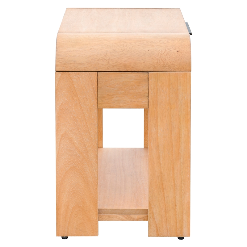 INK+IVY Jameson 1 Drawer Mid-Century Wood Waterfall Nightstand in Natural
