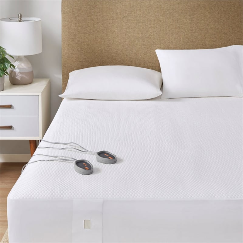 Beautyrest Cool Touch Contemporary Fabric Cal King Heated Mattress Pad in White