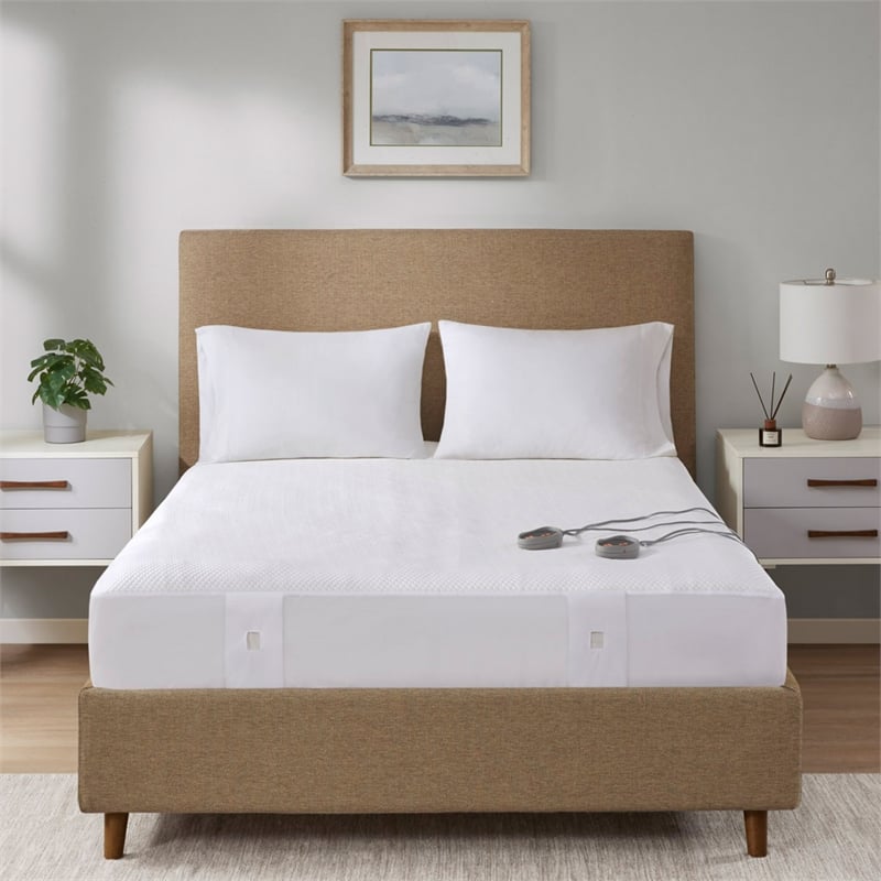 Beautyrest Cool Touch Contemporary Fabric Cal King Heated Mattress Pad in White