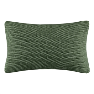 INK+IVY Bree Knit 12x20&quot Contemporary Acrylic Fabric Pillow Cover in Green