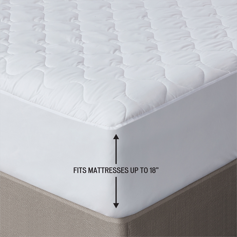 Serta Contemporary Microfiber Fabric Full Heated Mattress Pad in White