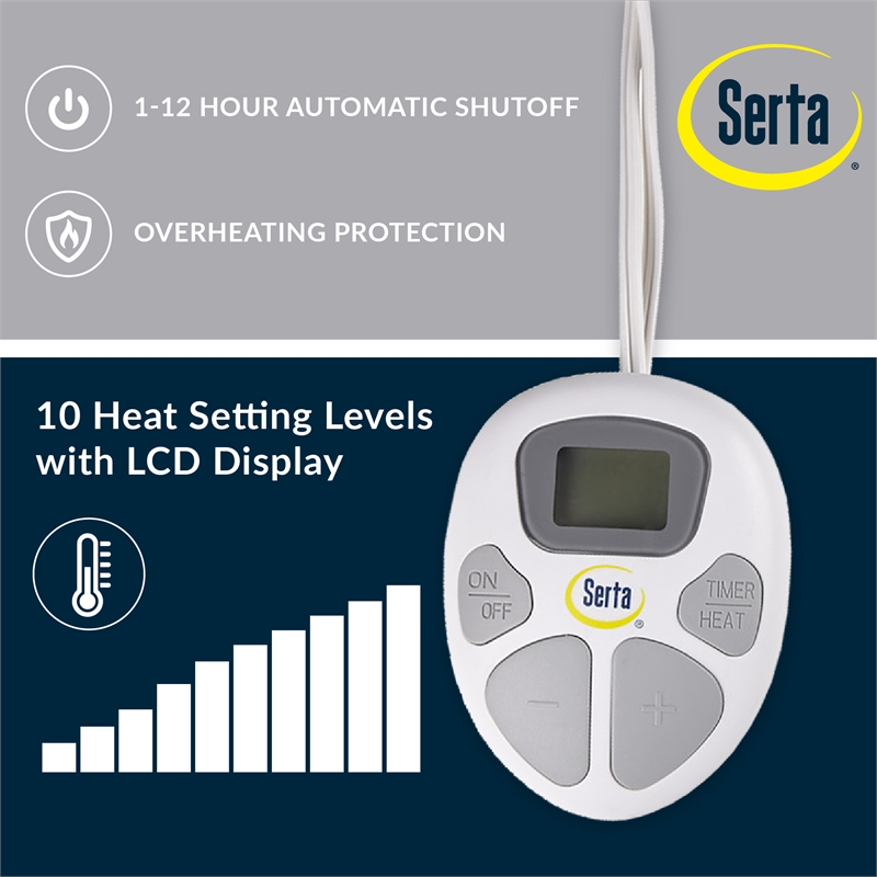 Serta Contemporary Microfiber Fabric Twin Heated Mattress Pad in White