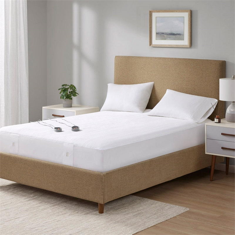 Beautyrest Cool Touch Contemporary Fabric Full Heated Mattress Pad in White