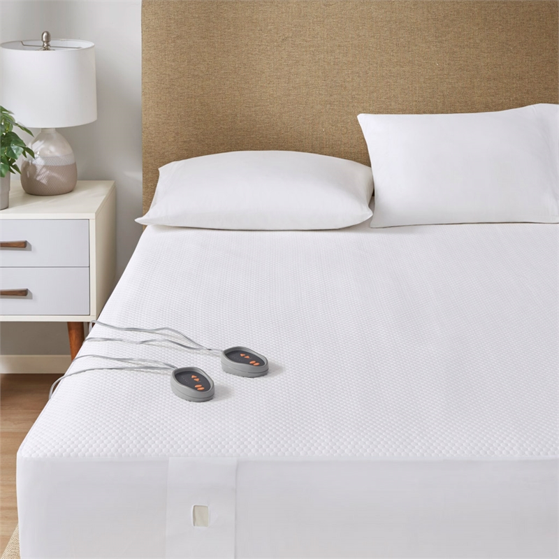 Beautyrest Cool Touch Contemporary Fabric Twin XL Heated Mattress Pad in White