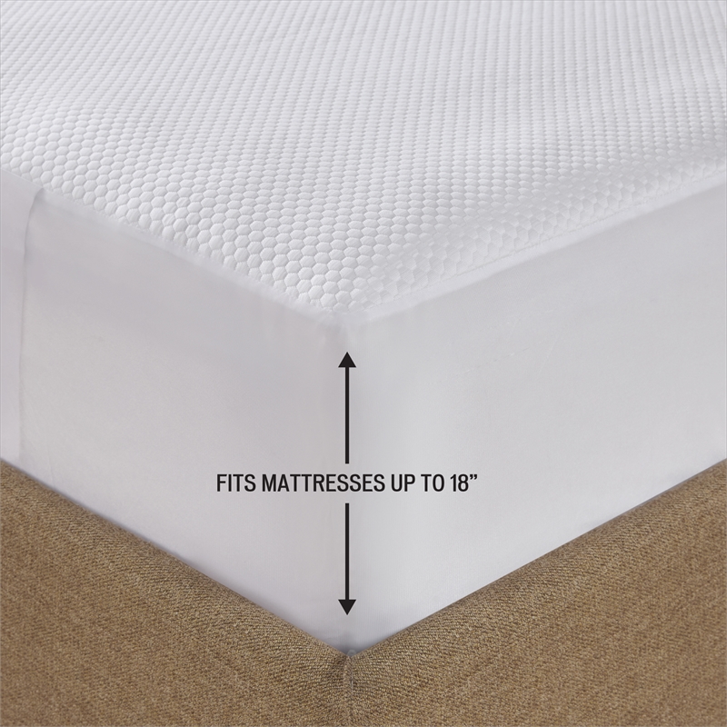 Beautyrest Cool Touch Contemporary Fabric Twin Heated Mattress Pad in White