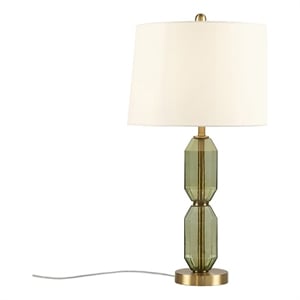 Hampton Hill Zirconia Modern Glass/Polyester Faceted Table Lamp in Green/White