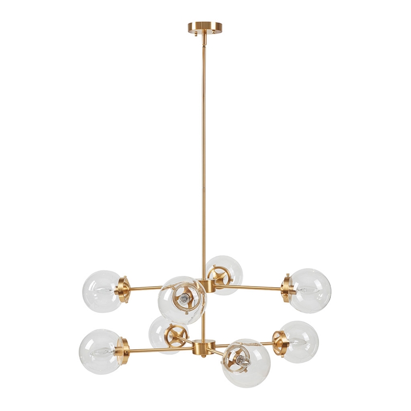 INK+IVY Calista 8-Light Glass/Iron Chandelier with Globe Bulbs in Clear/Gold
