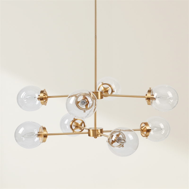 INK+IVY Calista 8-Light Glass/Iron Chandelier with Globe Bulbs in Clear/Gold