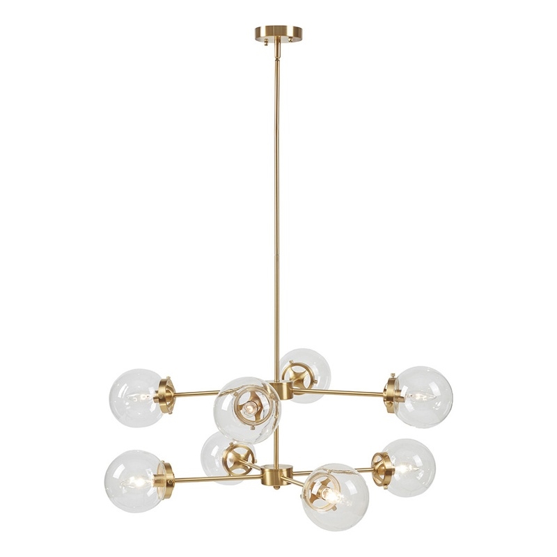 INK+IVY Calista 8-Light Glass/Iron Chandelier with Globe Bulbs in Clear/Gold