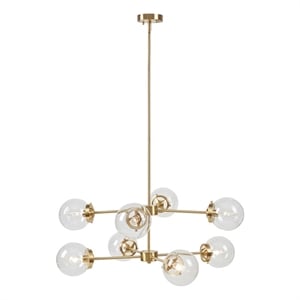 INK+IVY Calista 8-Light Glass/Iron Chandelier with Globe Bulbs in Clear/Gold
