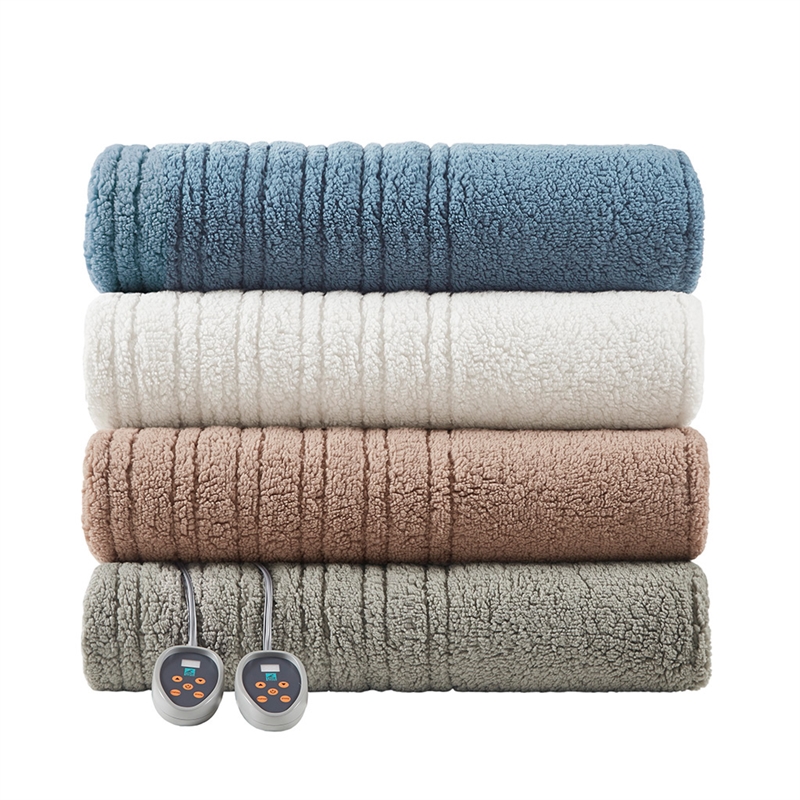 True North by Sleep Philosophy Sherpa Fabric Full Heated Blanket in Gray