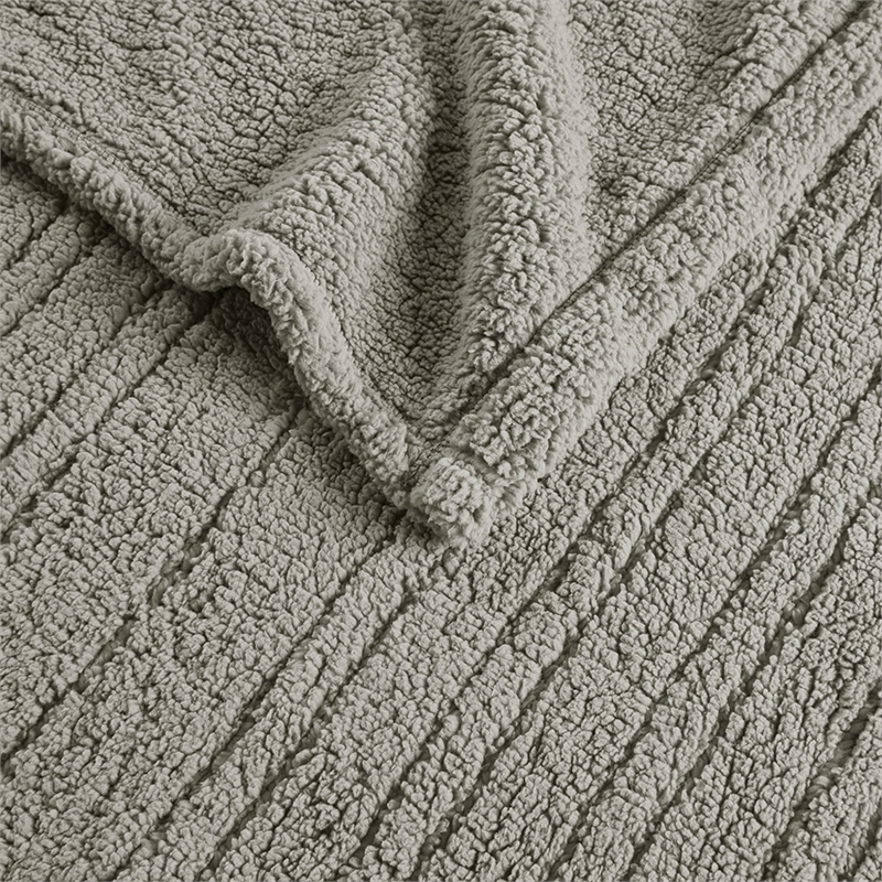 True North by Sleep Philosophy Sherpa Fabric Full Heated Blanket in Gray