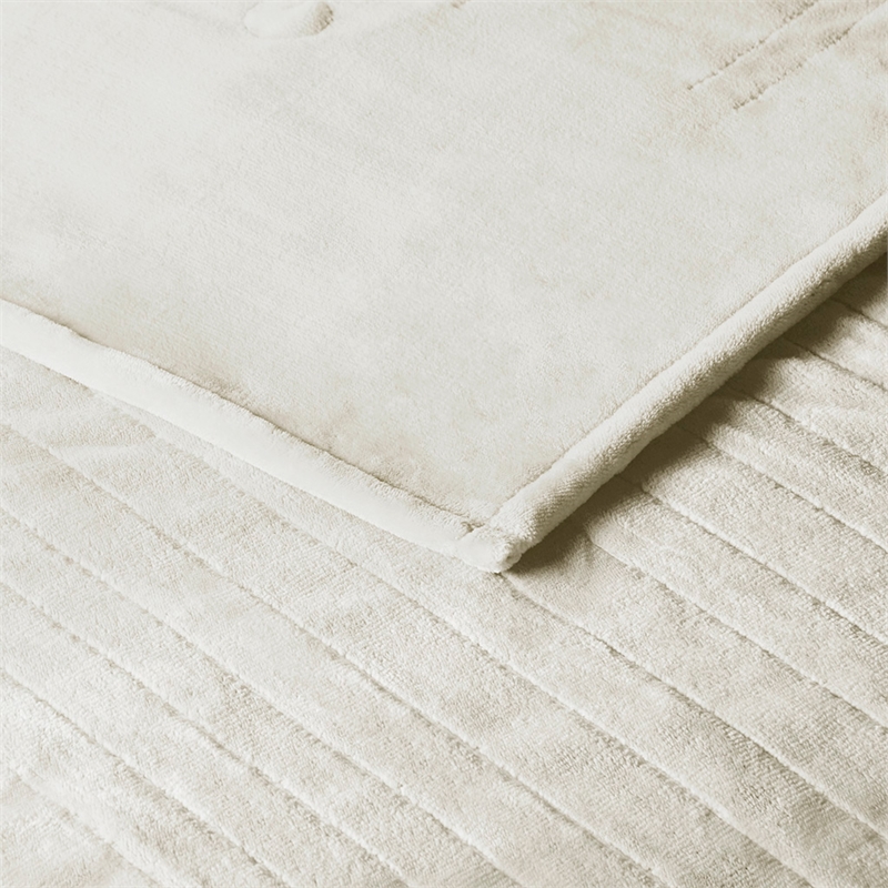 Beautyrest Contemporary Plush Fabric King Heated Blanket with WIFI in Ivory