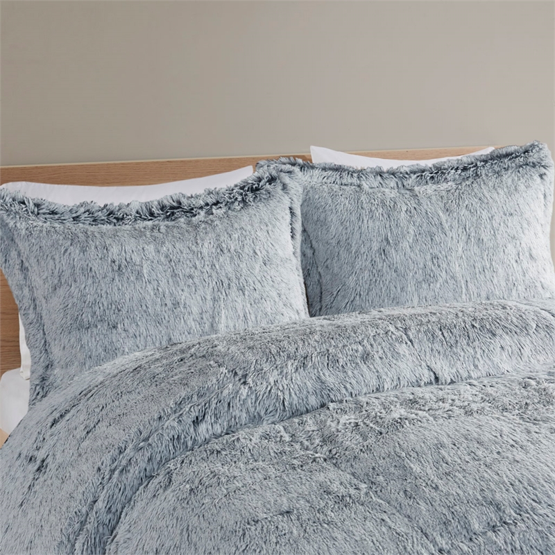 Intelligent Design Malea 3-Pc Fur Fabric King/Cal King Comforter Mini Set - Gray