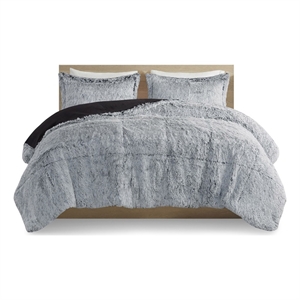 Intelligent Design Malea 2-Pc Fur Fabric Twin/Twin XL Comforter Mini Set - Gray